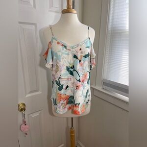 Calvin Klein Silky Floral Cold Shoulder in Pastel/Bright Hues